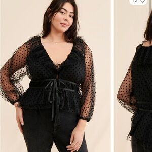 Anthropologie/ Nuuly swiss dot top